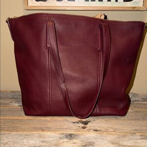 Vera Bradley Pebbled Leather Tote in Deep Burgundy
